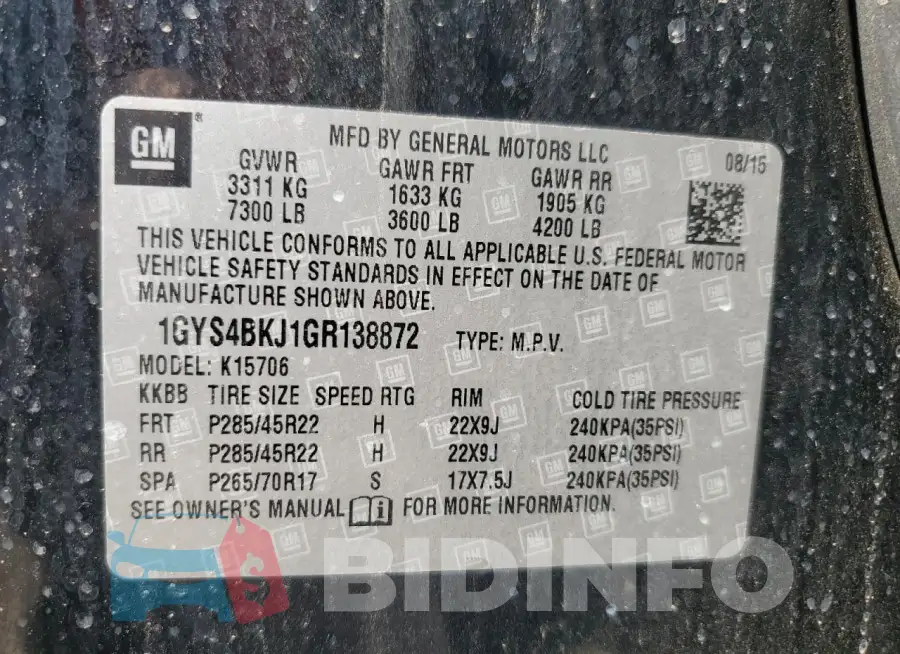 1GYS4BKJ1GR138872 Photo# 13
