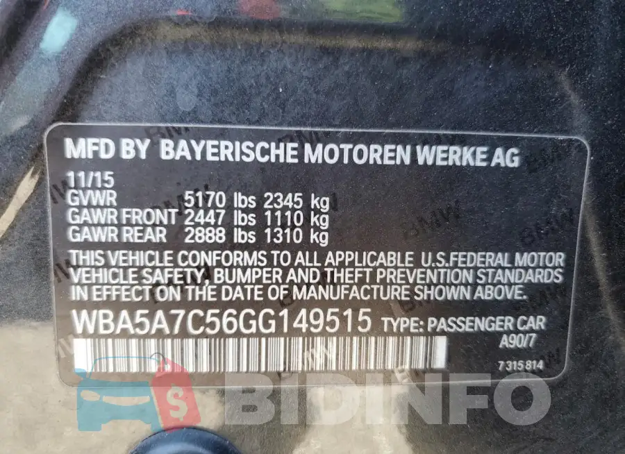 WBA5A7C56GG149515 Photo# 12