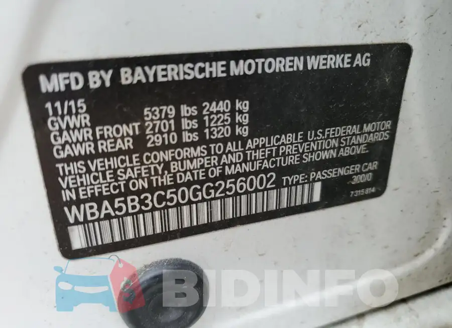 WBA5B3C50GG256002 Photo# 12