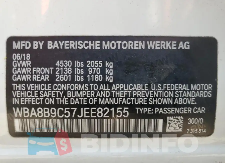 WBA8B9C57JEE82155 Photo# 13