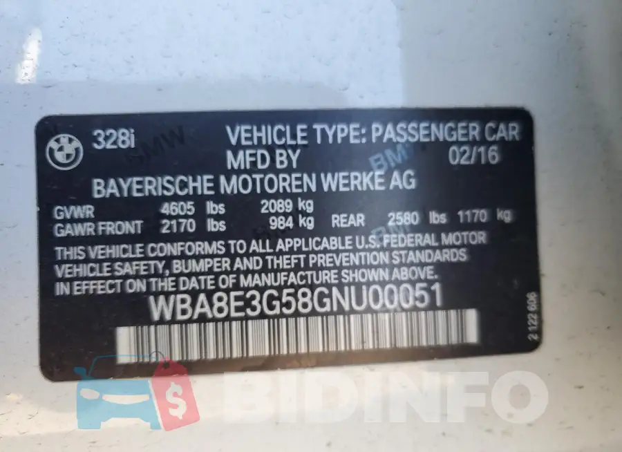 WBA8E3G58GNU00051 Photo# 12