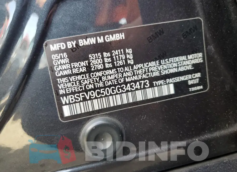 WBSFV9C50GG343473 Photo# 12