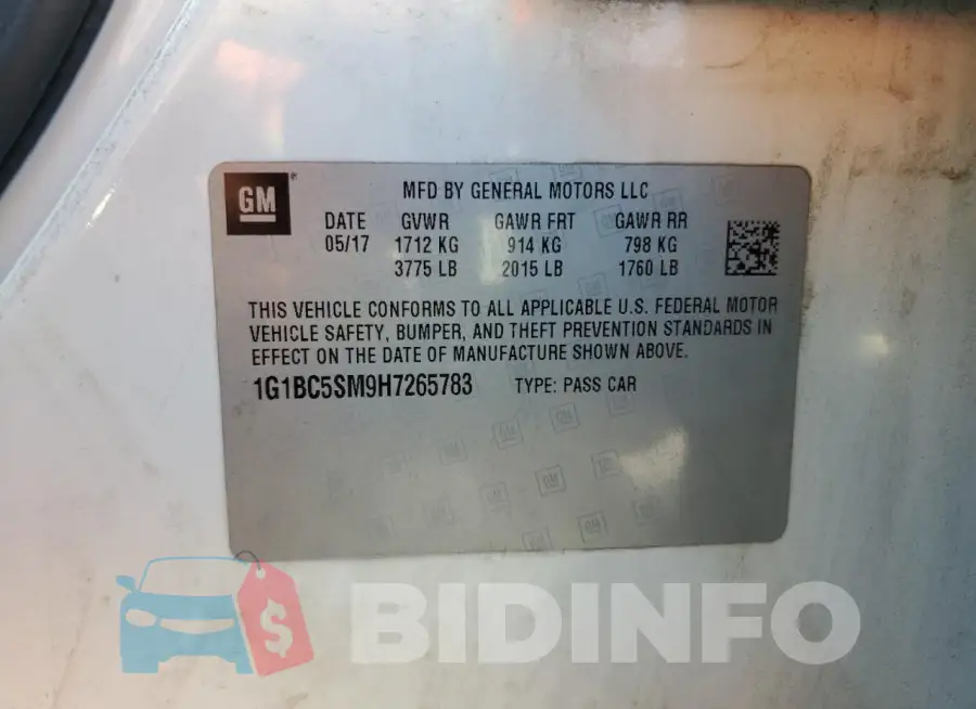 1G1BC5SM9H7265783 Photo# 12