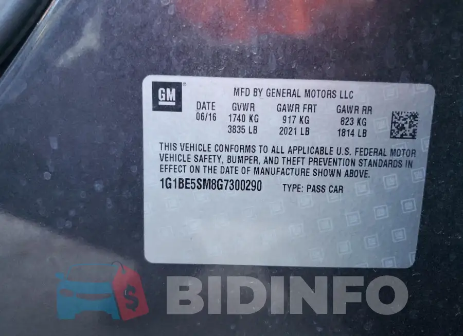 1G1BE5SM8G7300290 Photo# 12