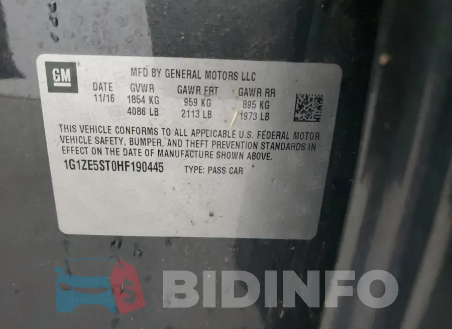 1G1ZE5ST0HF190445 Photo# 12