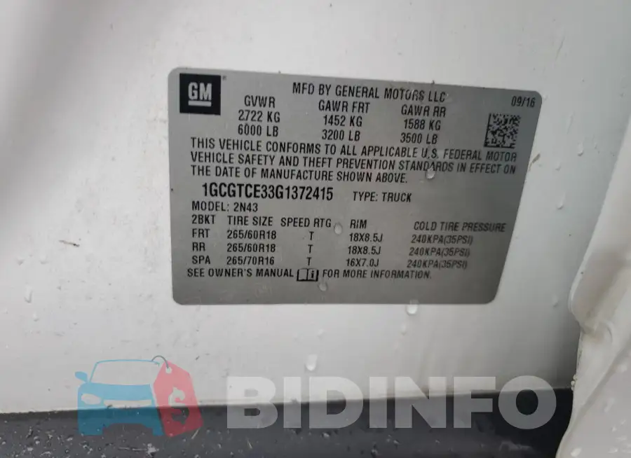 1GCGTCE33G1372415 Photo# 13