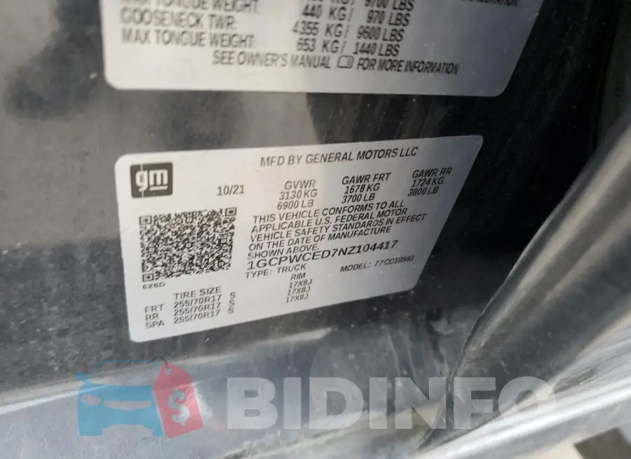 1GCPWCED7NZ104417 Photo# 12
