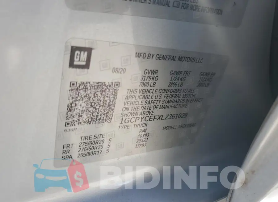 1GCPYCEFXLZ361029 Photo# 12