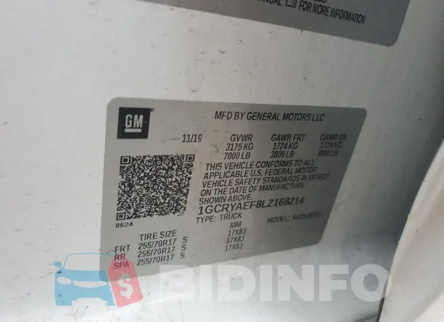 1GCRYAEF8LZ168214 Photo# 12