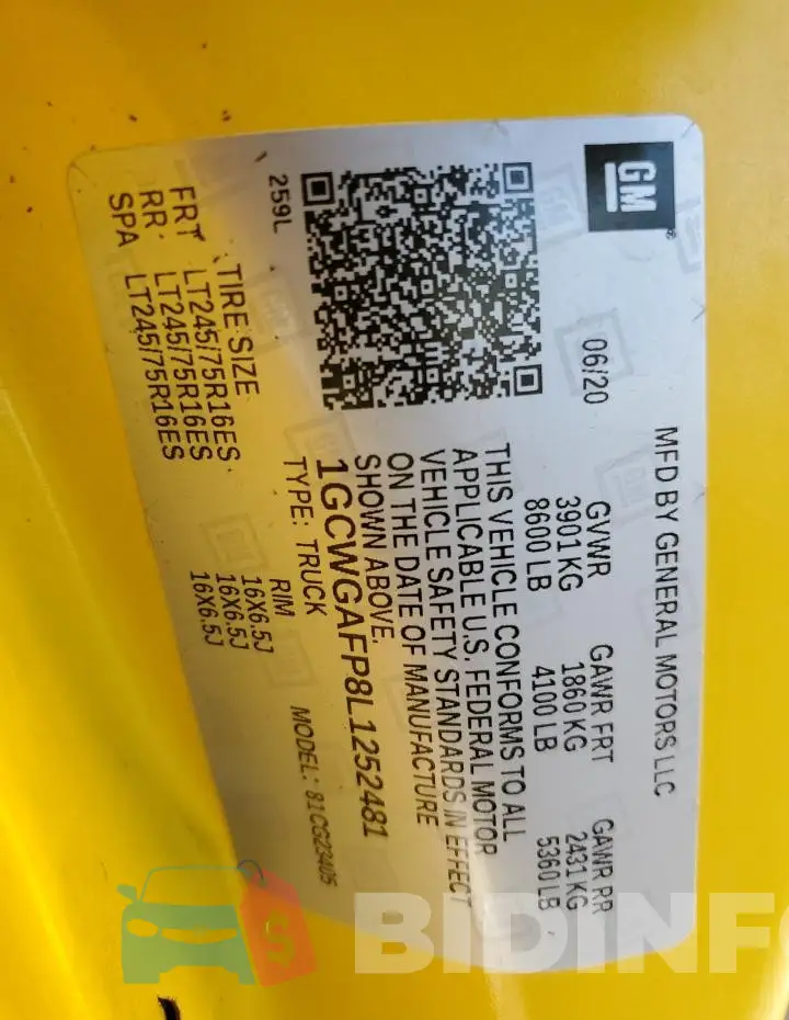 1GCWGAFP8L1252481 Photo# 14
