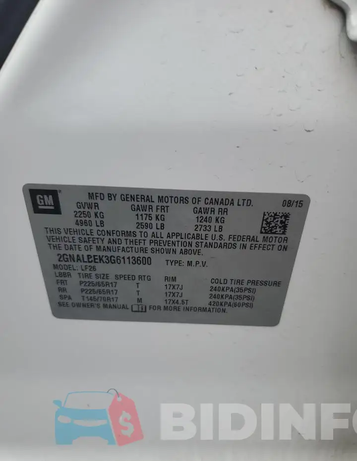 2GNALBEK3G6113600 Photo# 13