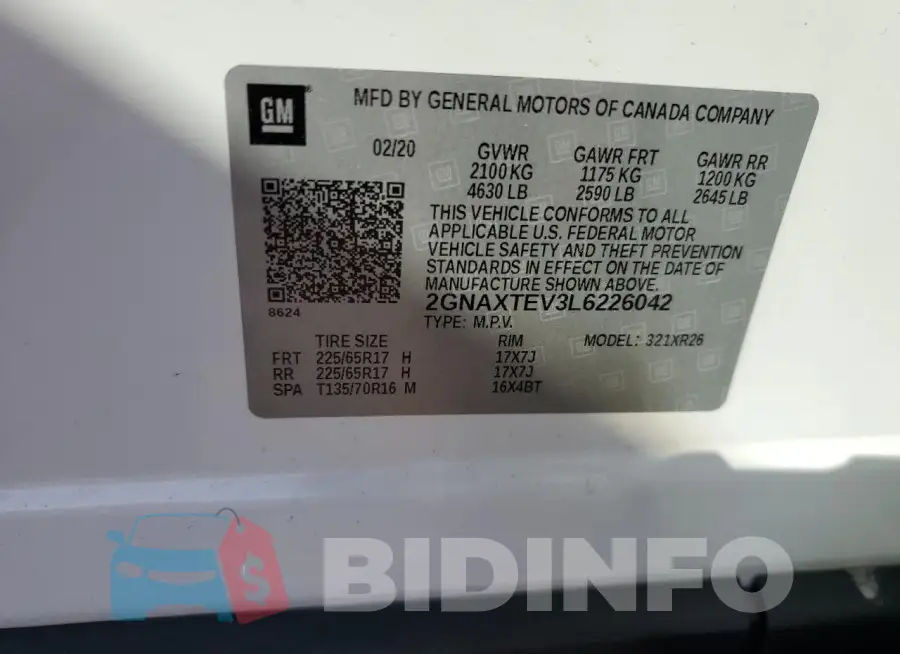 2GNAXTEV3L6226042 Photo# 13