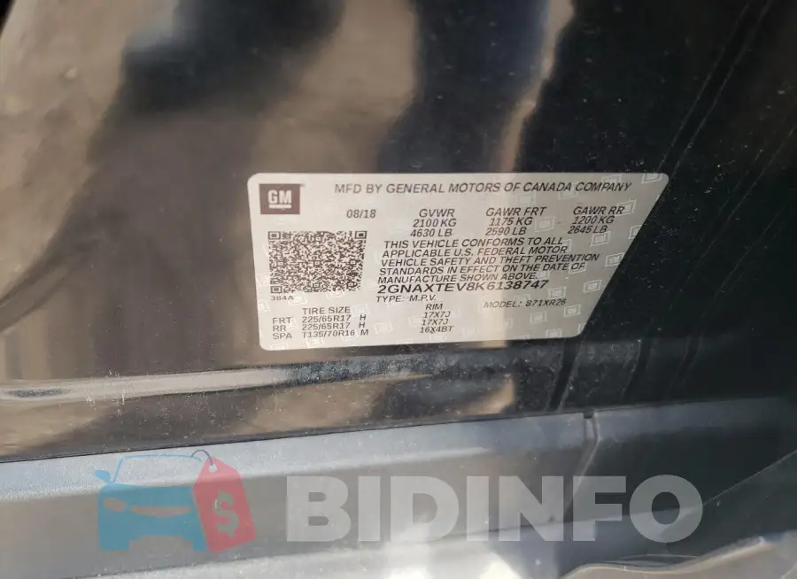 2GNAXTEV8K6138747 Photo# 13