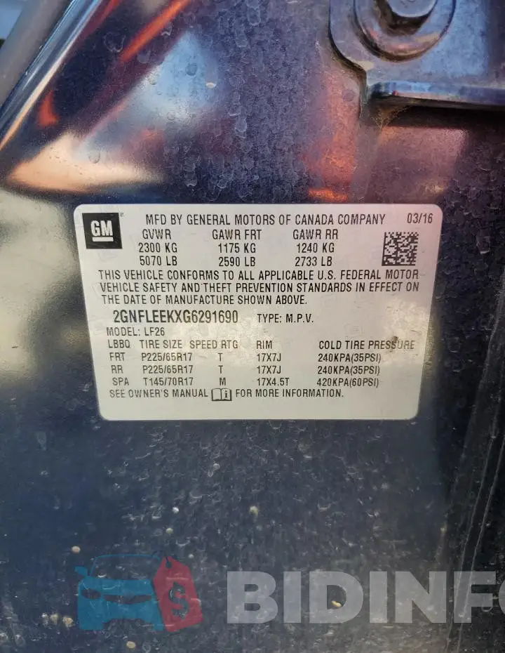 2GNFLEEKXG6291690 Photo# 13