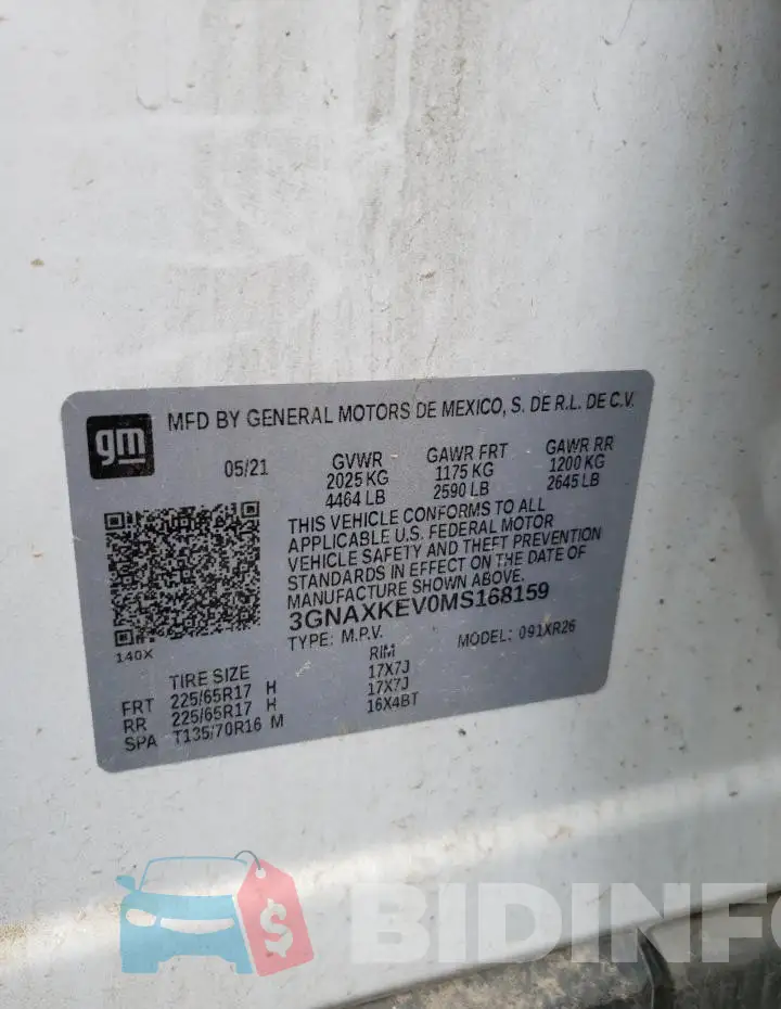3GNAXKEV0MS168159 Photo# 13