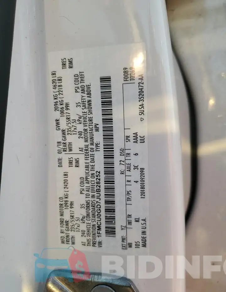 1FMCU0GD7JUB28252 Photo# 13
