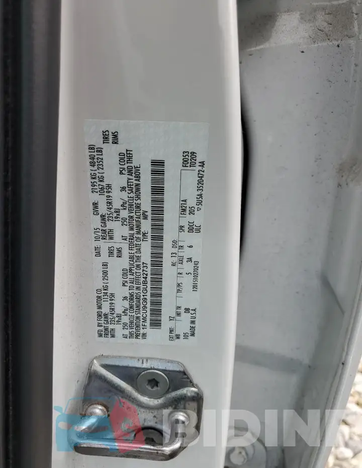 1FMCU9G91GUB42737 Photo# 12