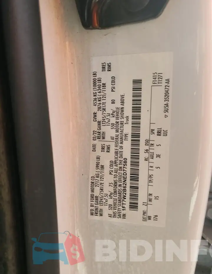 1FT7W2B62NED77580 Photo# 12