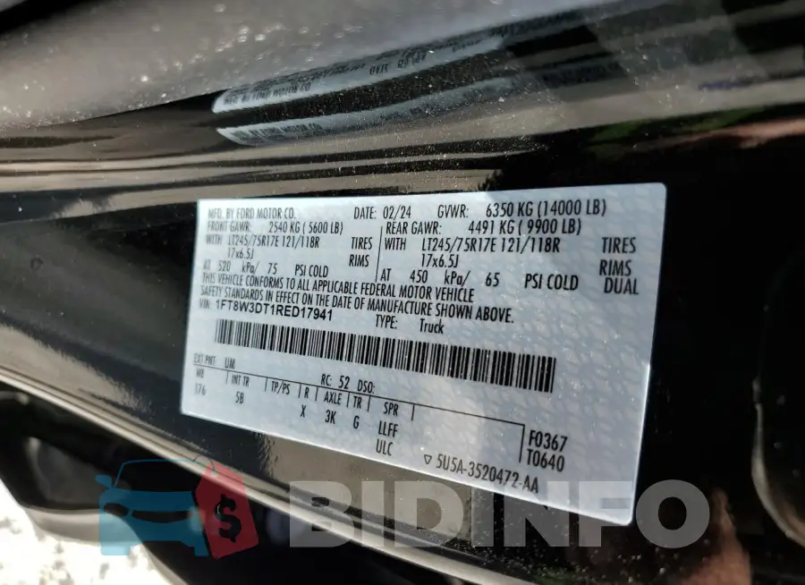1FT8W3DT1RED17941 Photo# 12