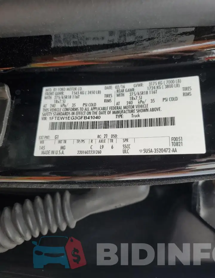 1FTEW1EG3GFB41040 Photo# 12