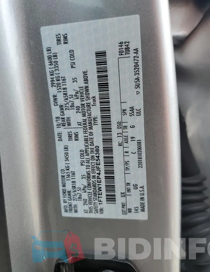 1FTEW1EP4JFE54380 Photo# 12