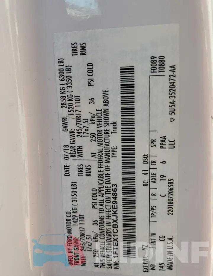 1FTEX1CBXJKE94863 Photo# 12