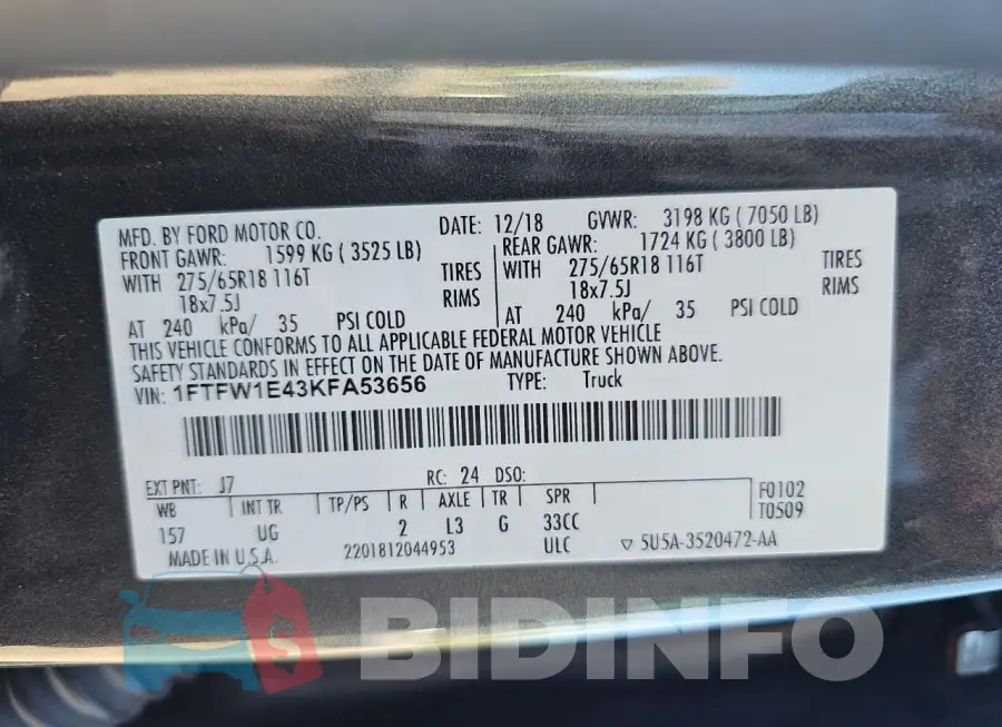 1FTFW1E43KFA53656 Photo# 10