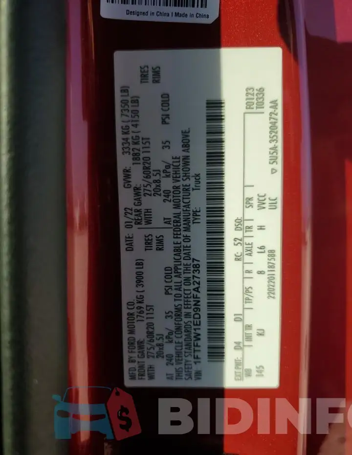 1FTFW1ED9NFA27387 Photo# 12