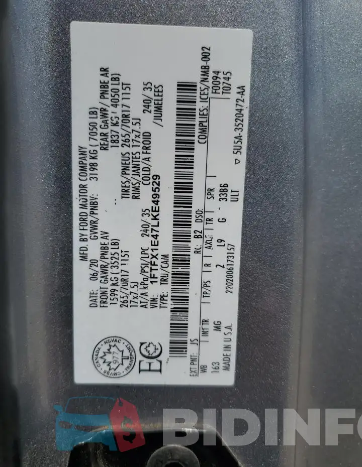 1FTFX1E47LKE49529 Photo# 12