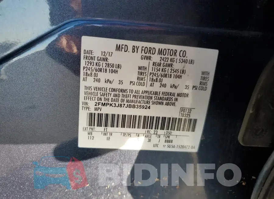 2FMPK3J87JBB35924 Photo# 13