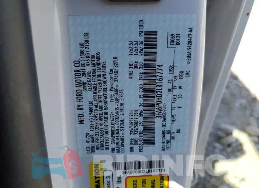3FA6P0HD2LR167774 Photo# 13