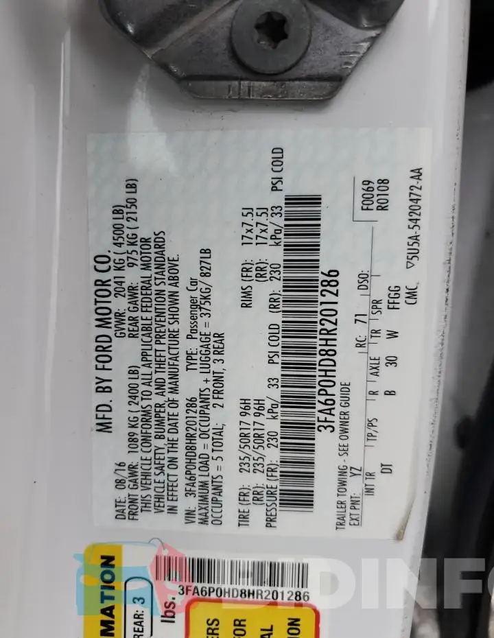 3FA6P0HD8HR201286 Photo# 12