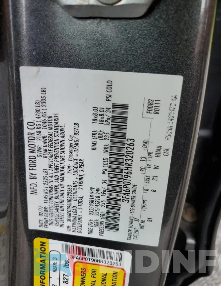 3FA6P0T96HR320263 Photo# 12