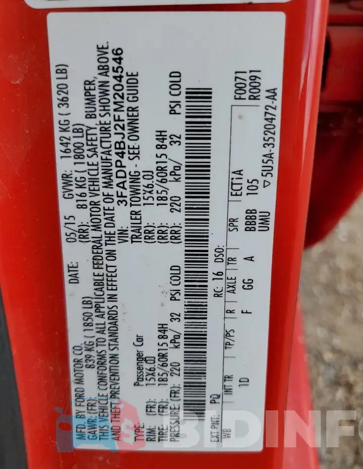 3FADP4BJ2FM204546 Photo# 12