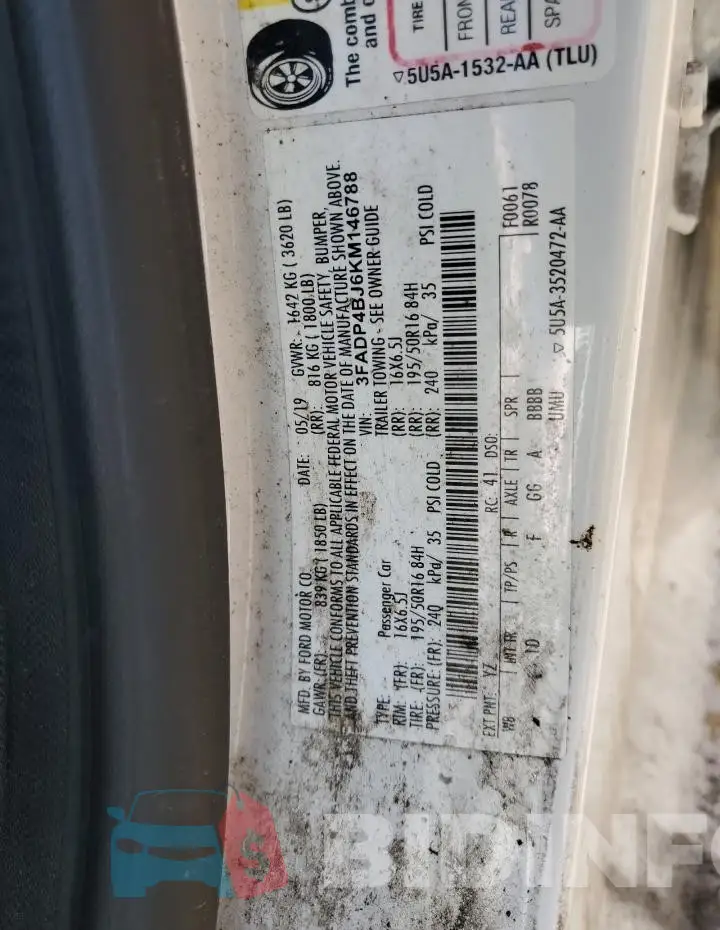 3FADP4BJ6KM146788 Photo# 12