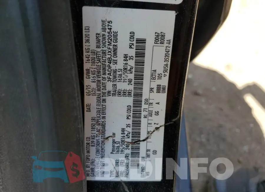 3FADP4BJXFM205475 Photo# 12
