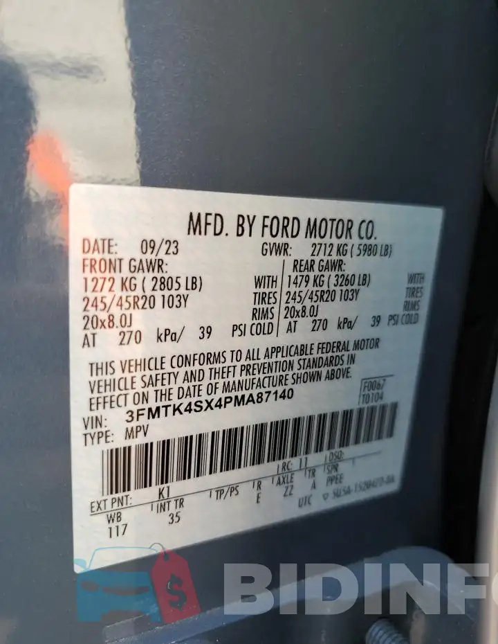 3FMTK4SX4PMA87140 Photo# 13