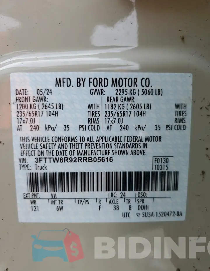 3FTTW8R92RRB05616 Photo# 12