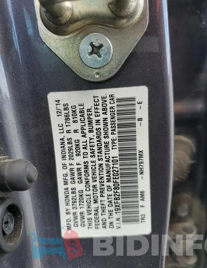 19XFB2F80FE027101 Photo# 12