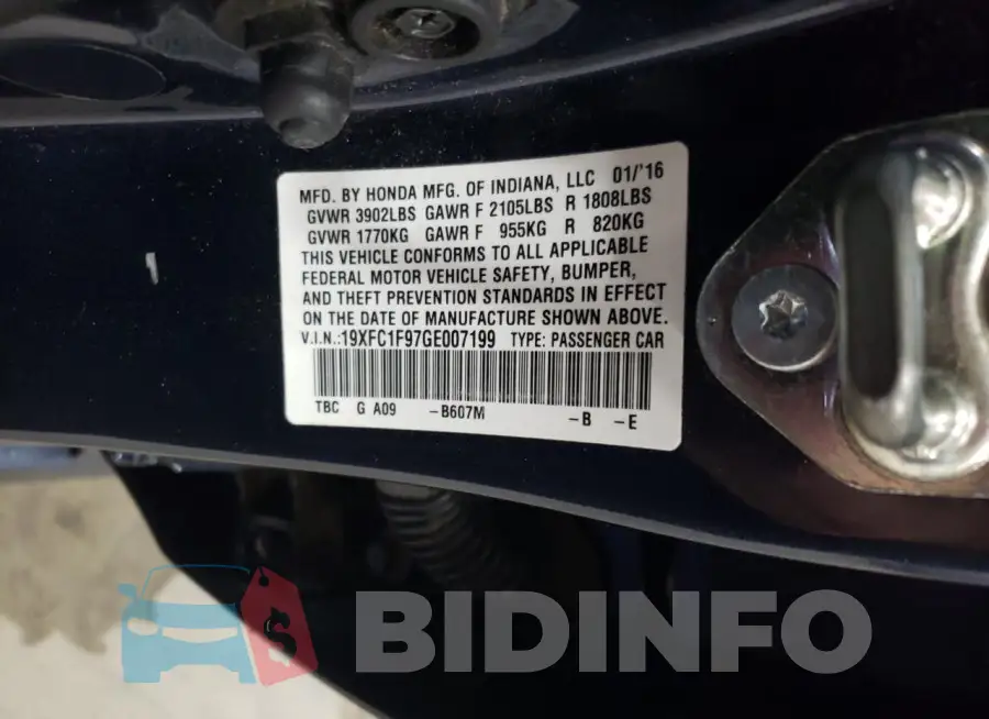19XFC1F97GE007199 Photo# 12