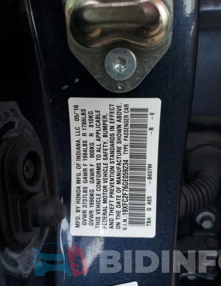 19XFC2F76GE059234 Photo# 13
