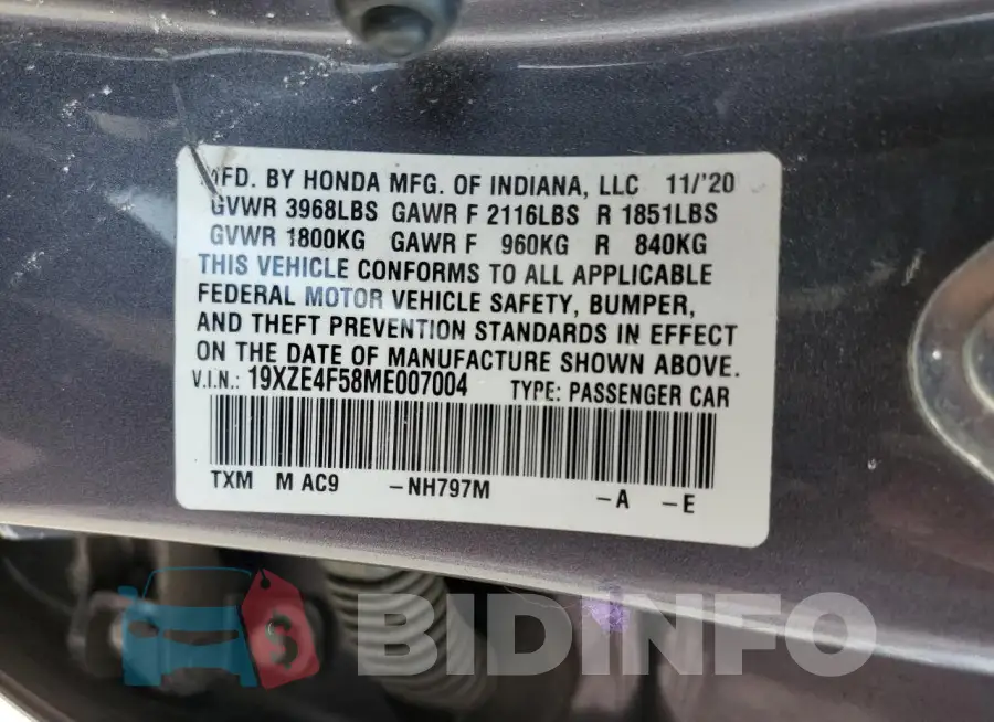 19XZE4F58ME007004 Photo# 12