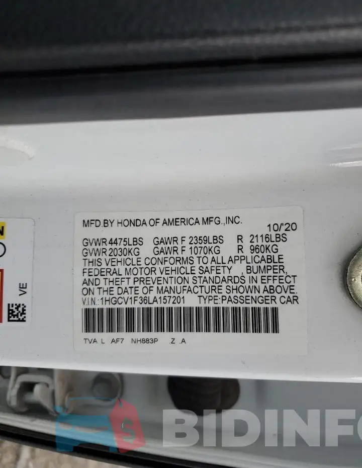 1HGCV1F36LA157201 Photo# 12