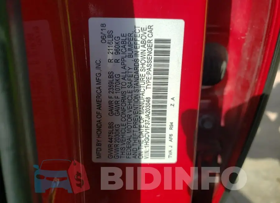 1HGCV1F37JA203048 Photo# 12