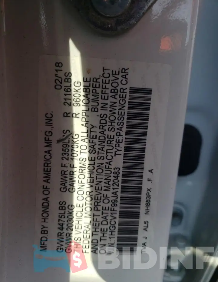 1HGCV1F99JA120483 Photo# 12