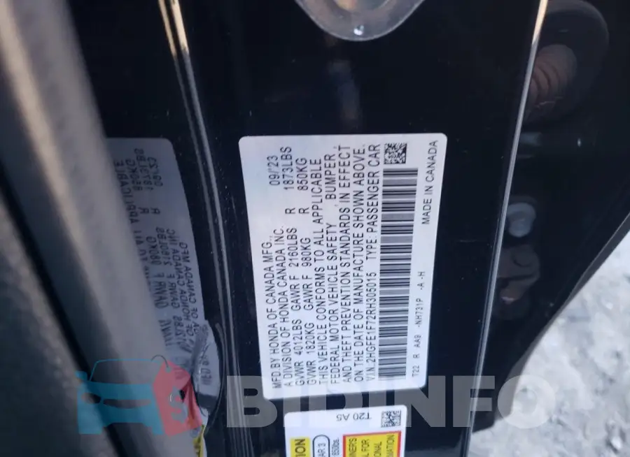 2HGFE1F72RH305015 Photo# 12