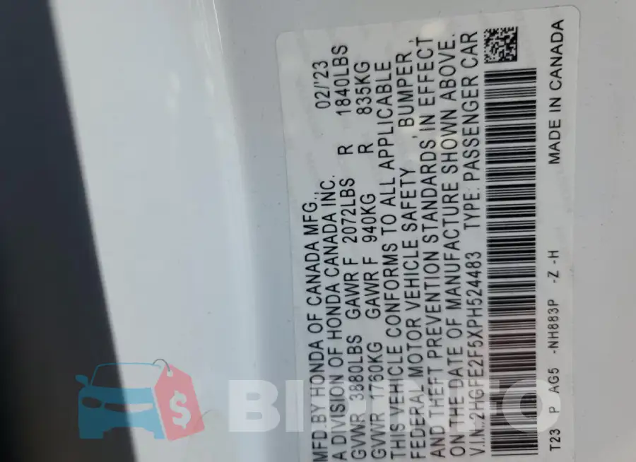 2HGFE2F5XPH524483 Photo# 13