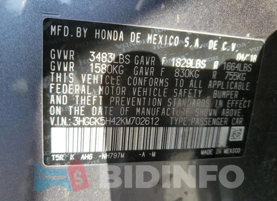 3HGGK5H42KM702612 Photo# 13