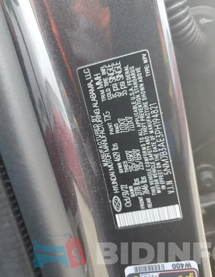5NMJB3AE3PH194821 Photo# 13