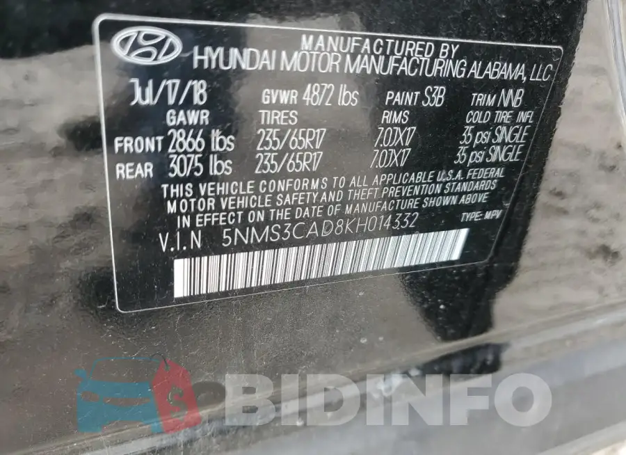 5NMS3CAD8KH014332 Photo# 13